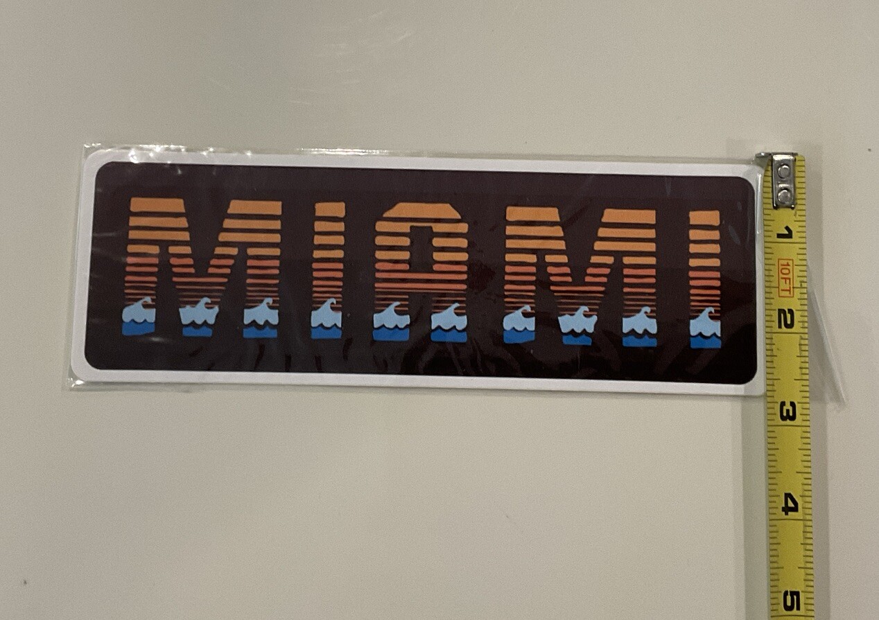 Miami Beach Sticker NEW 8” X 2 1/2”