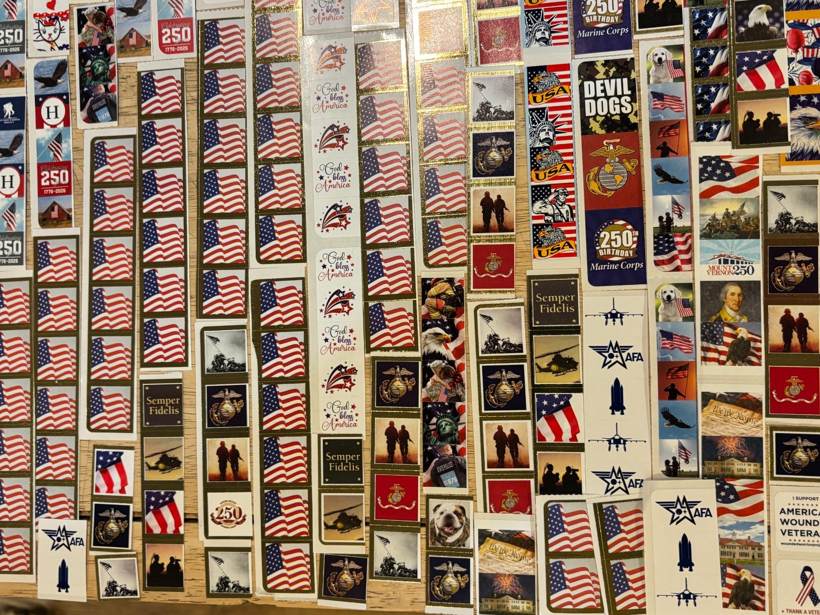 Patriotic Sticker Lot – Charity Organizations – SMALL Size – Large Quantity