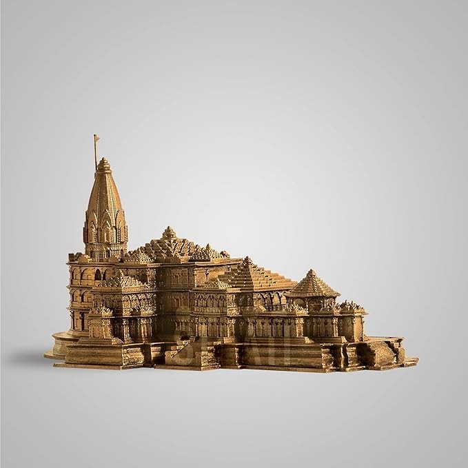 Ayodhya Ram Mandir Replica Sculpture – 6 Inch Antique Bronze – Ideal for Home