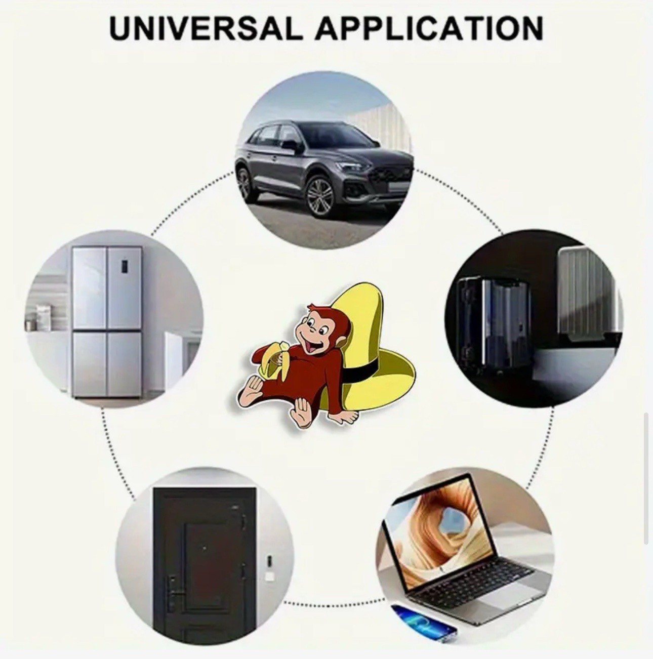 Curious George Monkey Banana Cartoon Car Bumper Vinyl Sticker Decal 5.5”x4.5”