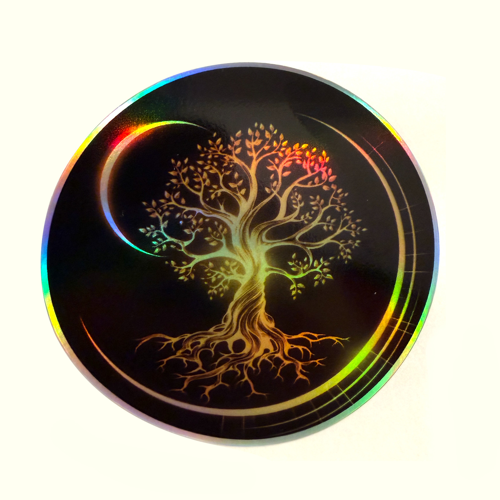 Tree of Life Vinyl Sticker 3×3 Gold Sacred Geometry Spiritual Yoga Nature Decal