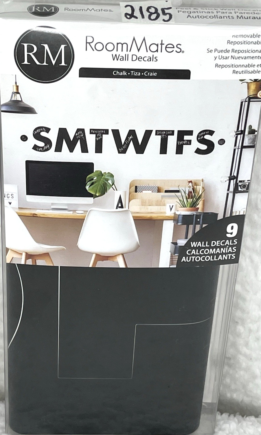 RoomMates Chalkboard Days Of The Week Letters Wall Decal Black Peel & Stick 9-Pc
