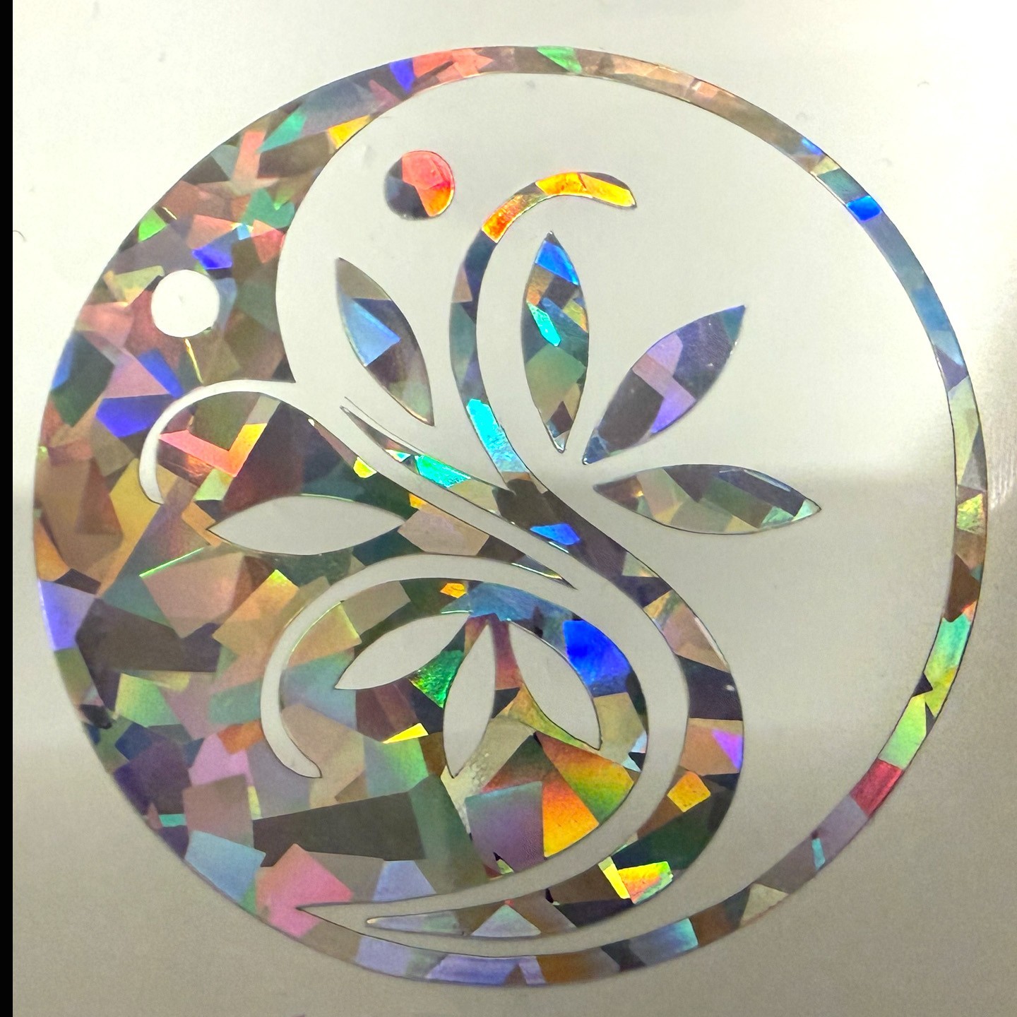Holographic Yin Yang Lotus Sticker – Iridescent Vinyl Decal – Zen Spiritual Deco