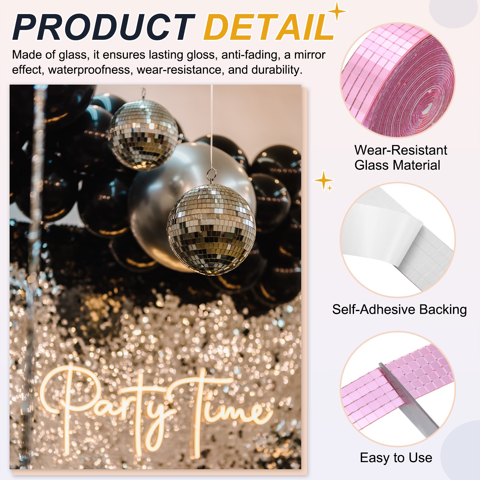 5x5mm Self Adhesive Mirrors Mosaic Tiles, 5000 Pcs Mosaic Sticker, Pink