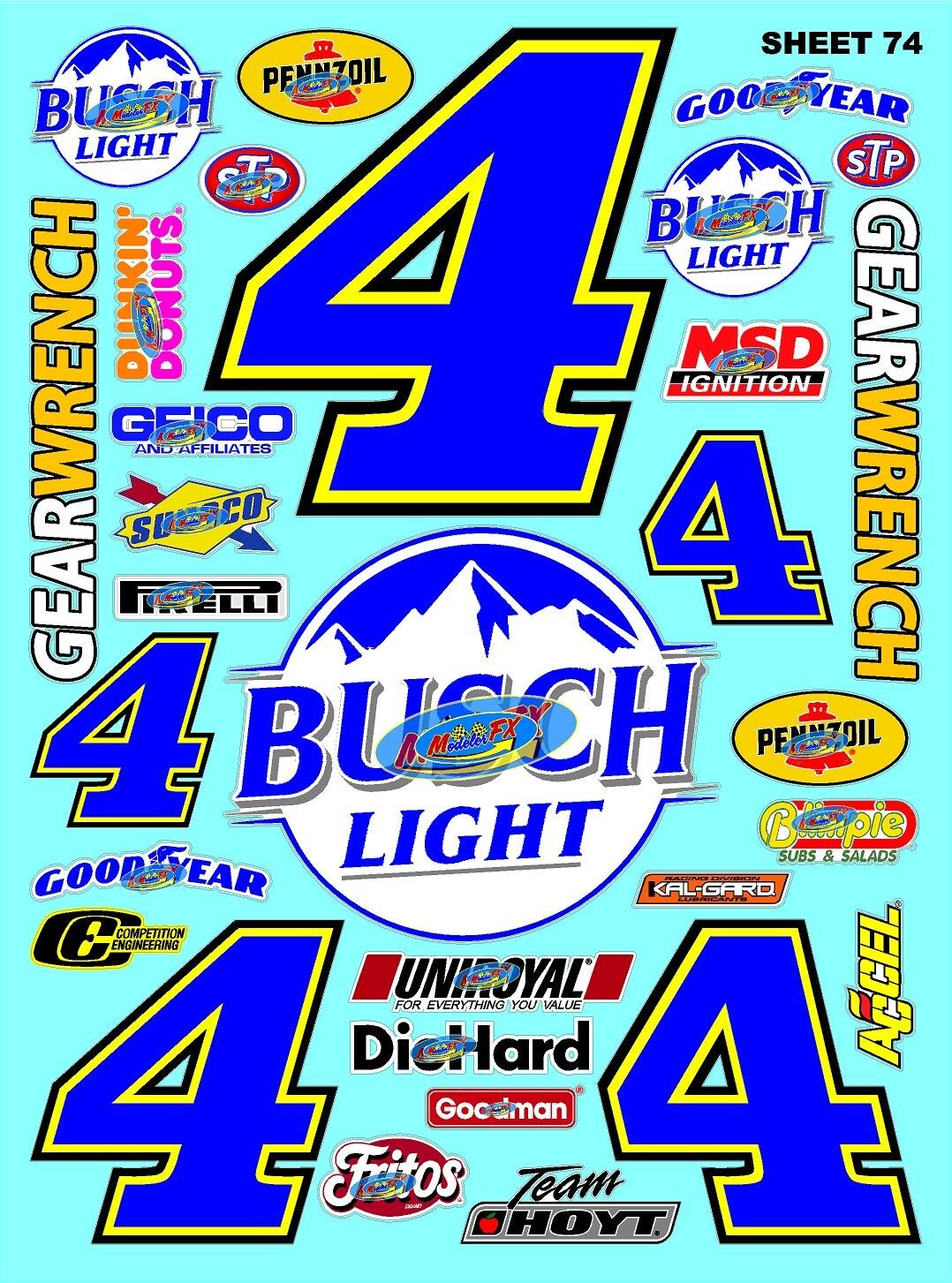 White Vinyl Sticker Sheet 74 F1stockcar-R/C MODEL Decal fits 1/24-1/16 Scale CUT