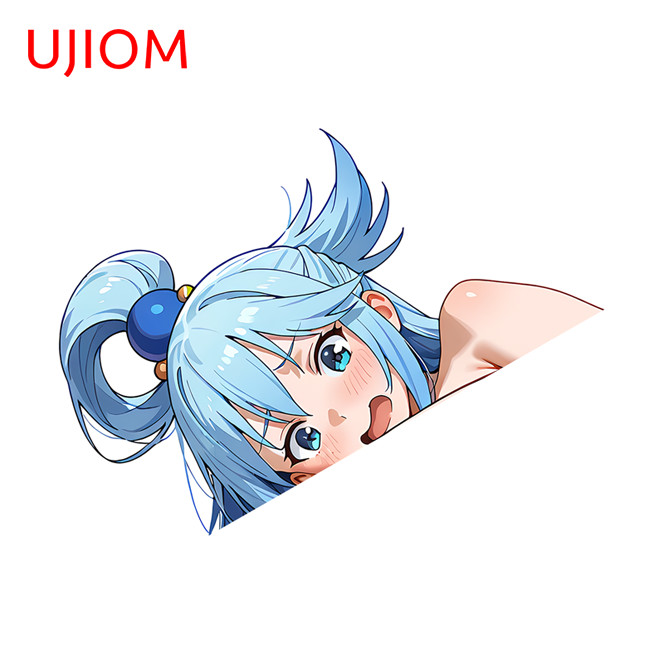 EARLFAMILY 5.1" Aqua Anime Car Sticker Sunscreen Car Windows Artistic Decals