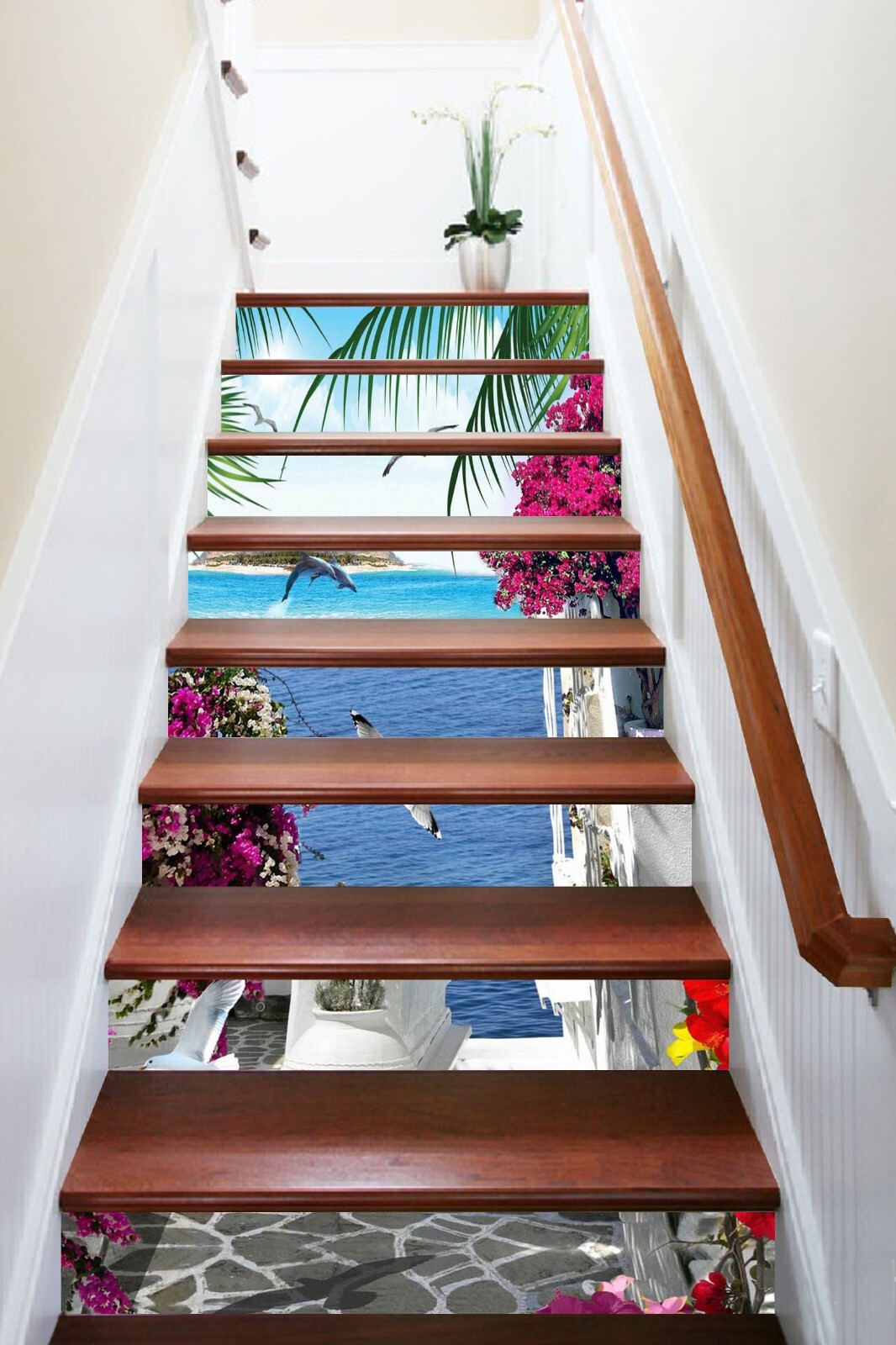 3D Balcony Sea 461 Stair Risers Decoration Photo Mural Vinyl Decal Wallpaper
