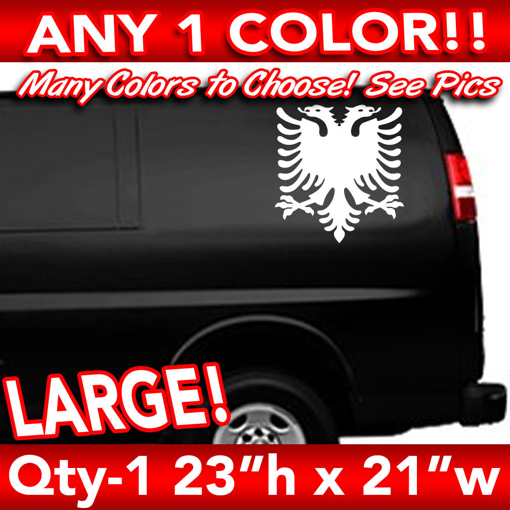 ALBANIA ALBANIAN EAGLE SOLID FLAG WINDOW LARGE DECAL STICKER 23"h x 21"