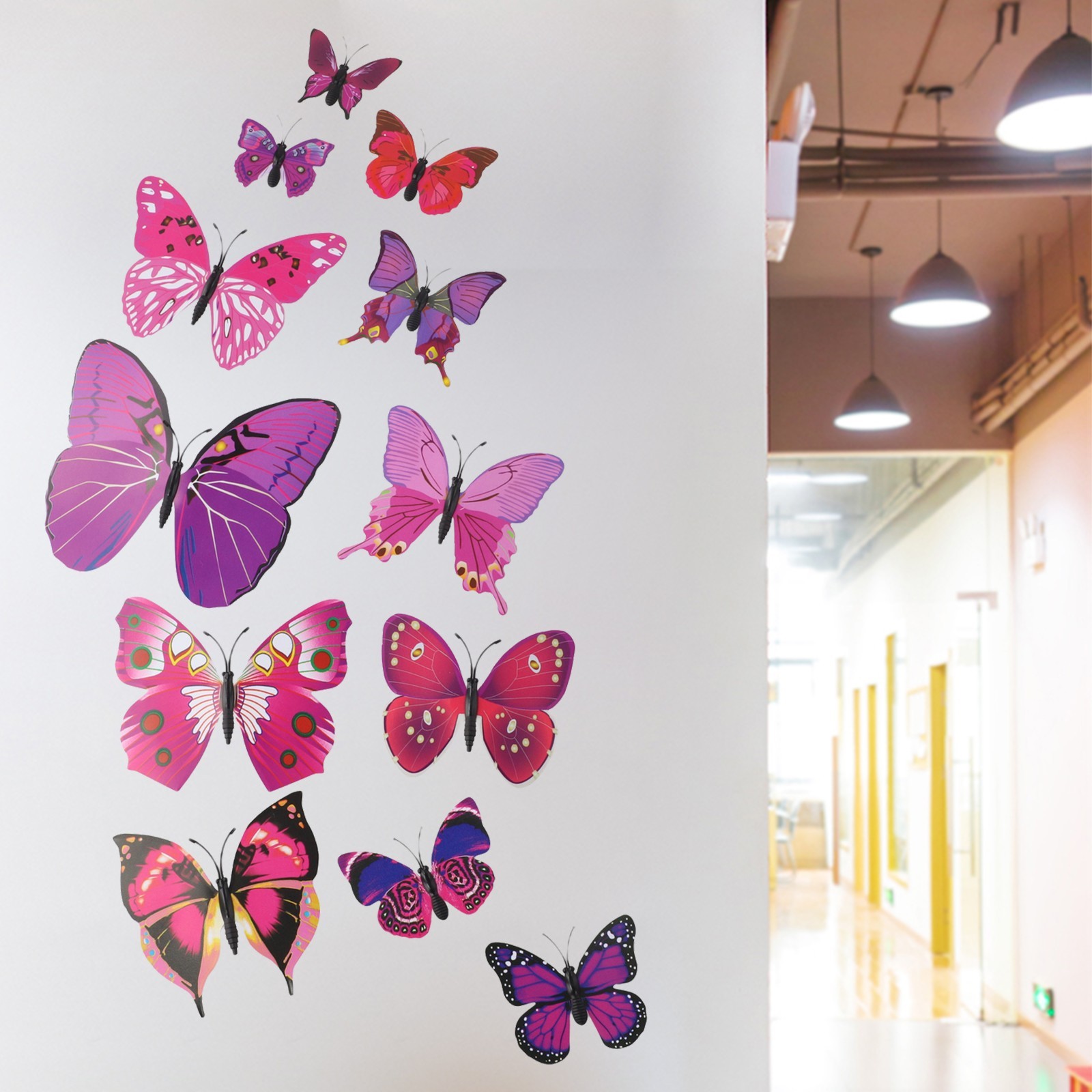 Whimsical 3D Butterfly Wall Art 12pcs Set for Living Room and Bedroom Decor