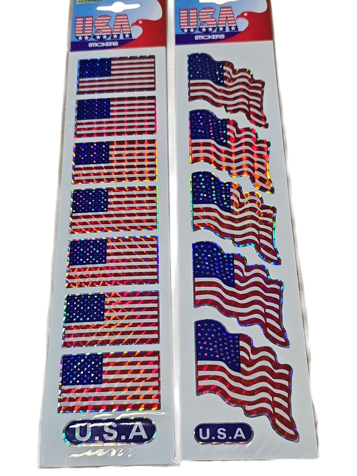 16 pcs Waterproof U.S.A. & AMERICAN FLAG Stickers 2"