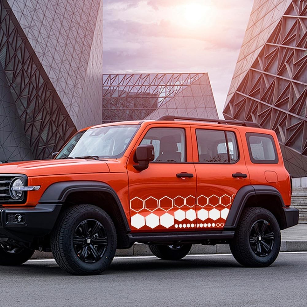 52 PCS Honeycomb Decals Vinyl Hexagonal Graphics Sticker Car Body Side Sticker C