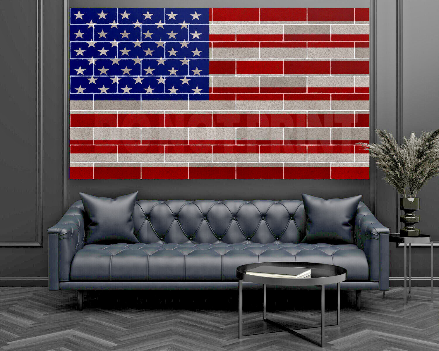 American Flag Vintage Distressed Brick Wall Washable Vinyl Wall Decal Sticker