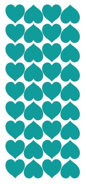 Turquoise Blue Heart Hearts Stickers Sticker 1" DC20-054