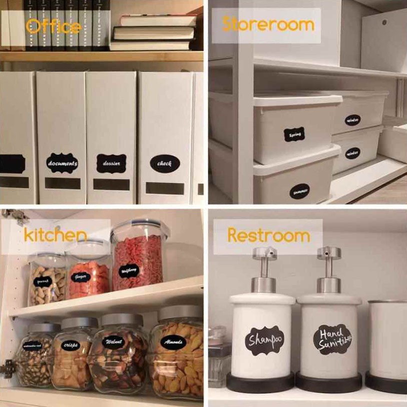 Black Labels Stickers With Pen Set Chalkboard Roll Waterproof Pantry Jar Sticker