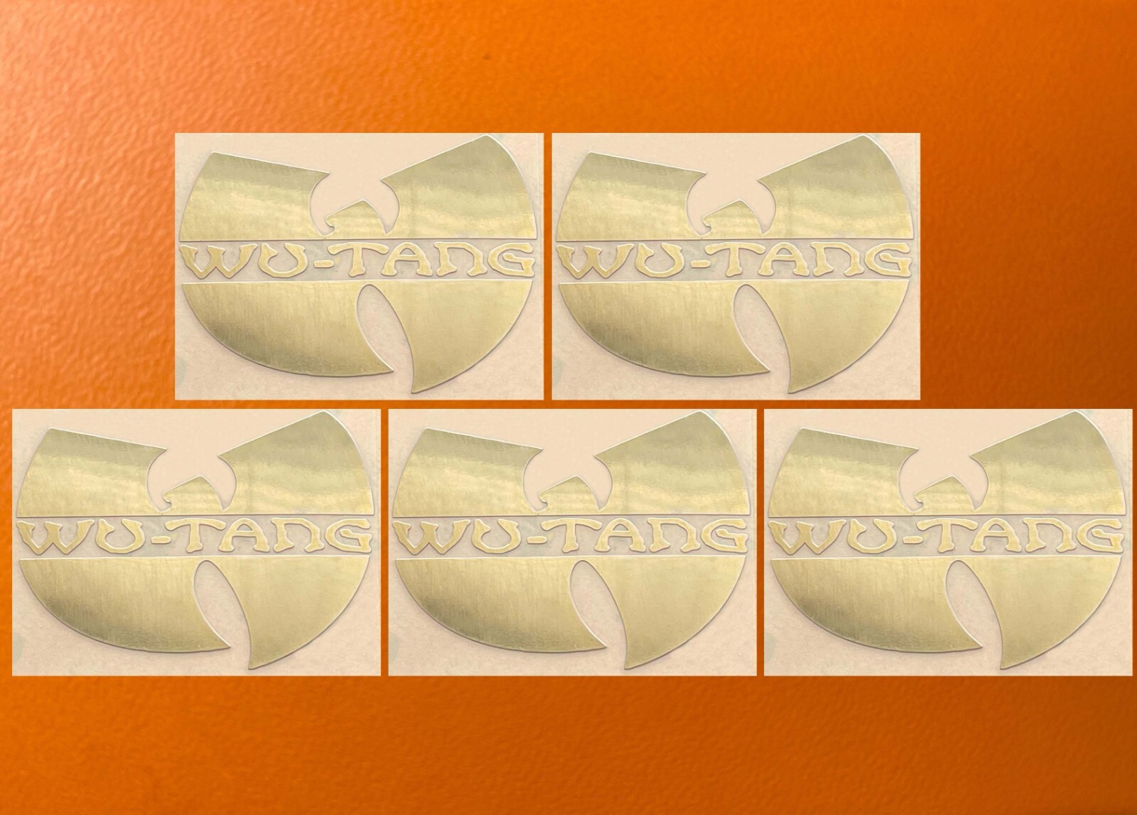 5 pcs Sticker for Wu Tang Street Wear Golden Color Mirror Logo Decal 2" Wide