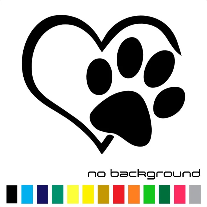 PAW PRINTS with HEART Decal Vinyl Stickers | Love of Dog Cat Puppy Pet