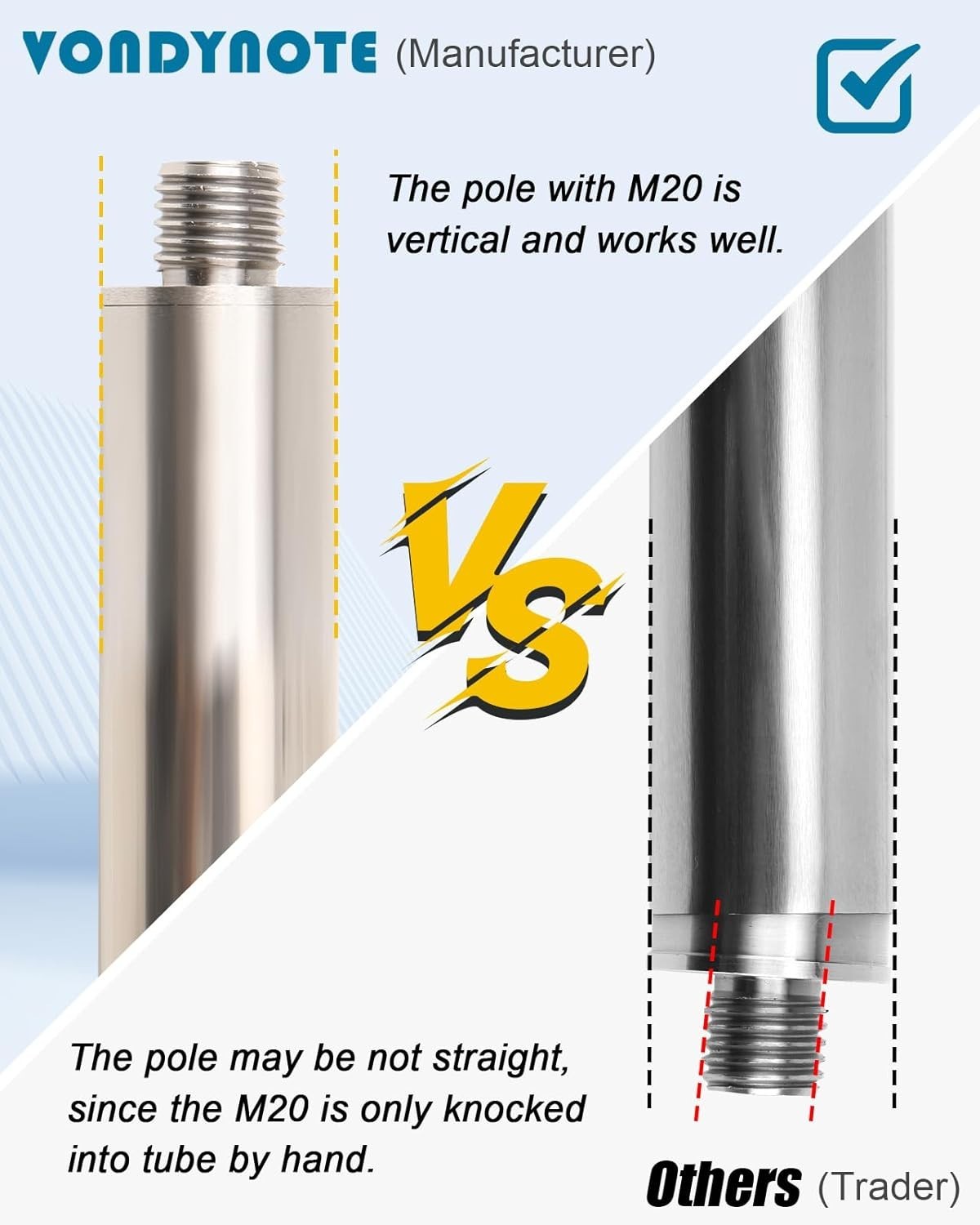 Set of 2 Speaker Pole for Subwoofer Height Adjustable Fits M20 Threaded Mount an