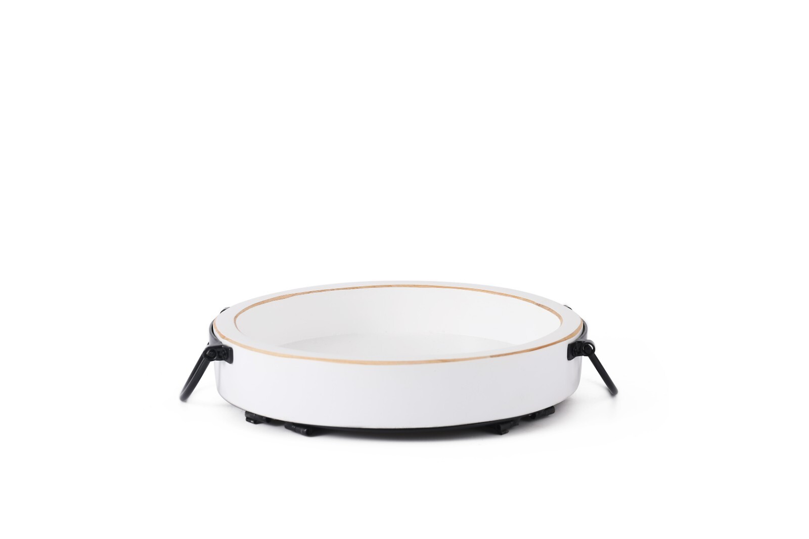 White Wood Pedestal Tray Stand for Tabletop, Countertop Handle(9.6×5.1 Inch)