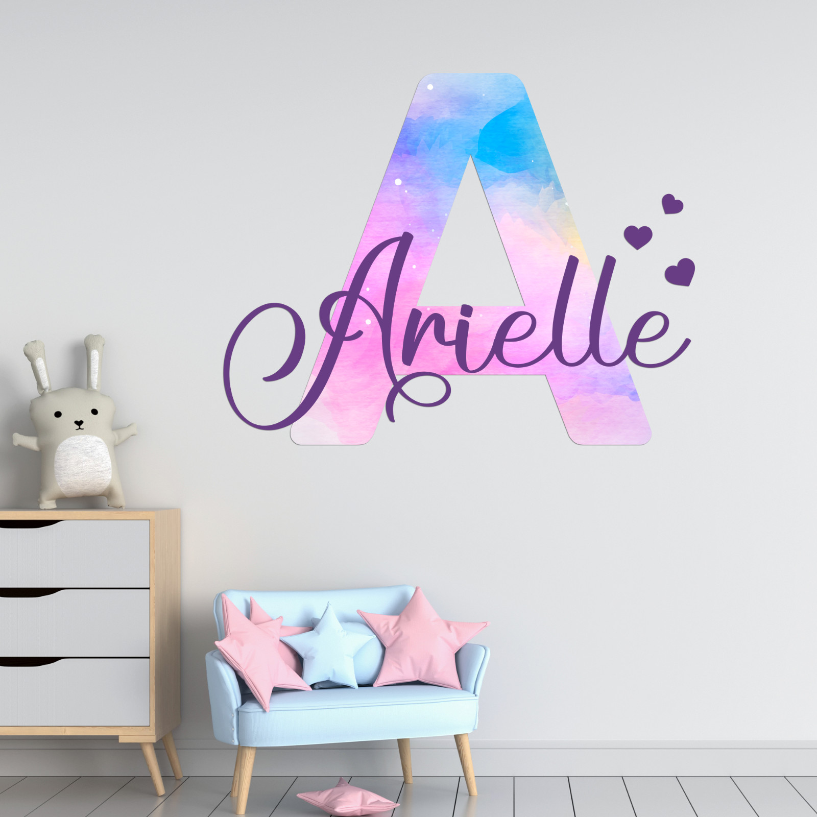 Multiple Font Wall Decor |Custom Name & Initial I Baby Girl I Nursery Wall Decal