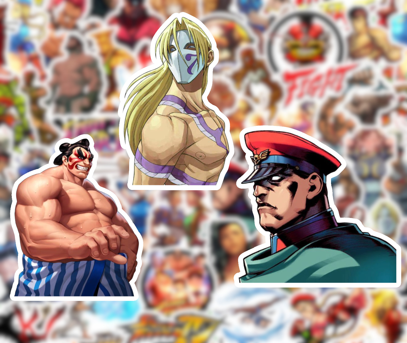 25/50 Street Fighter Sticker Pack – Waterproof Vinyl – Cammie Chun-Li Ryu Vega