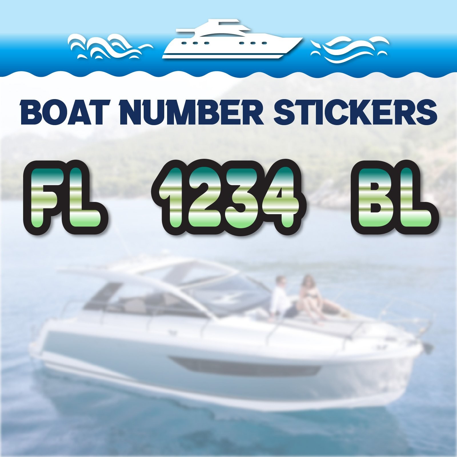 3 inch 2x Watercraft Number Custom Boat Registration Stickers3 inch Gradient