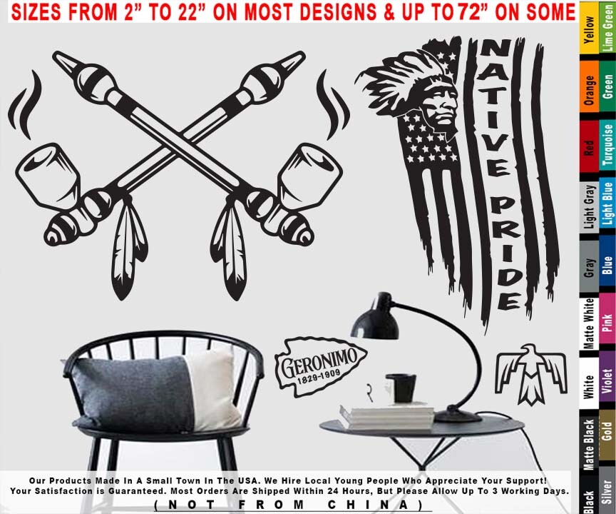 Native American Two Peace Pipes Sticker Decal