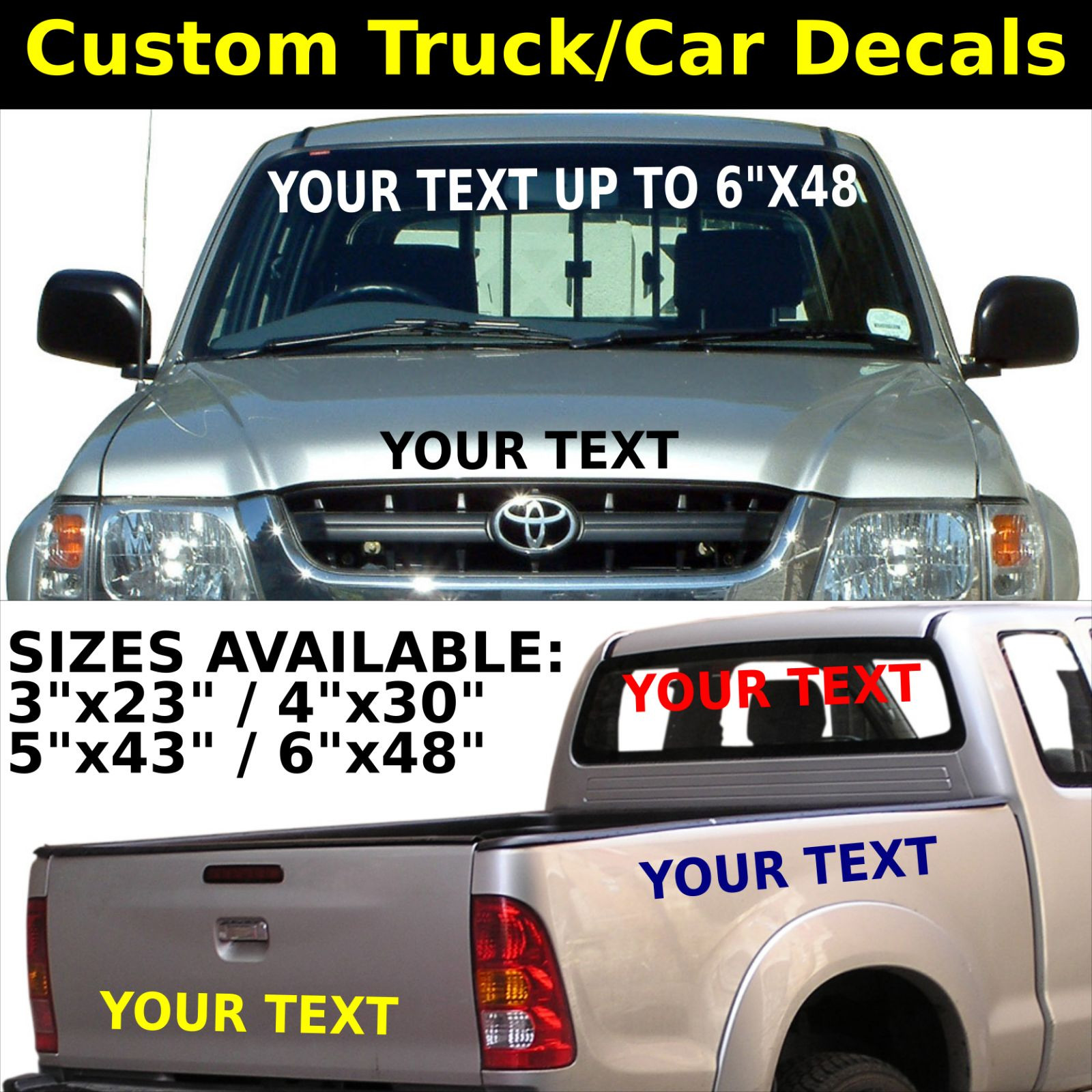 Custom Truck & Car Windshield Vinyl Lettering Decal Tailgate Bumper Text Sticker