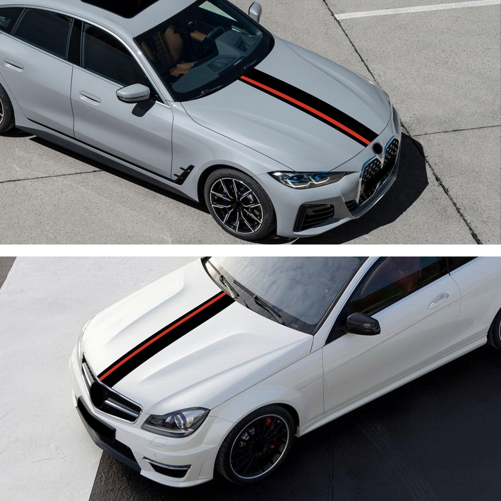 55"x7" Car Hood Sticker Auto Racing Body Side Skirt Roof Hood Bumper Stripe…