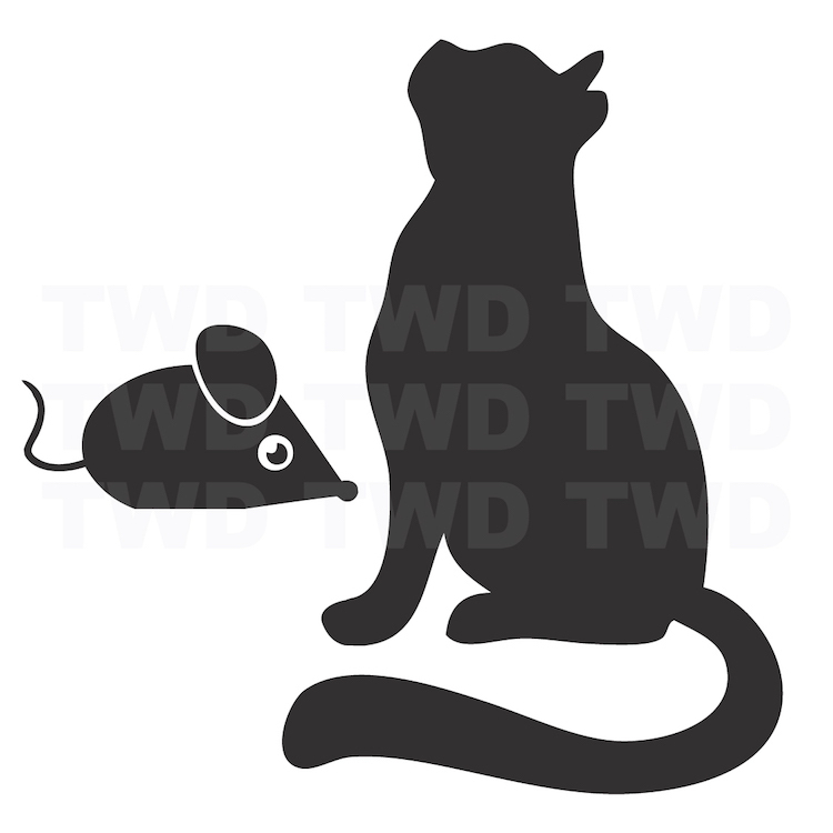 Cat and Mouse Vinyl Decal Stickers, Cute Cat and Mouse Wall Outlet Stickers, a89