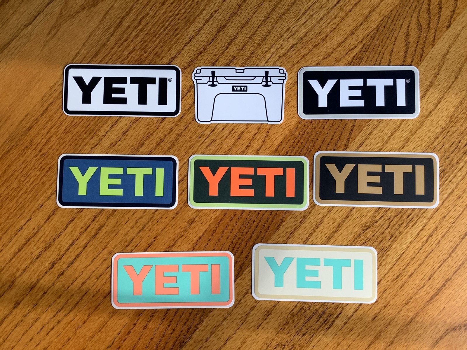 (7) YETI Logo Sticker/Decal Lot 4" Various Colors + (1) Cooler Decal Authentic