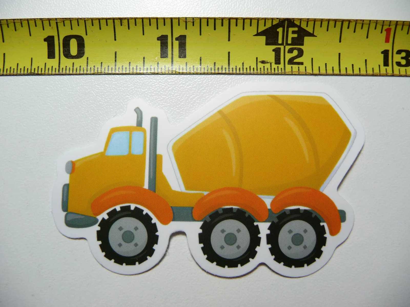 CARTOON LEFT CEMENT MIXER TRUCK SMALL STICKER DECAL FUN FUNNY CONSTRUCTION