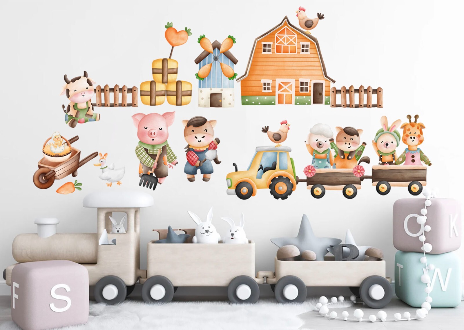 Farm Animal Farmhouse Cattle Sheep Horses Chick Pig Removable Wall Decal Sticker
