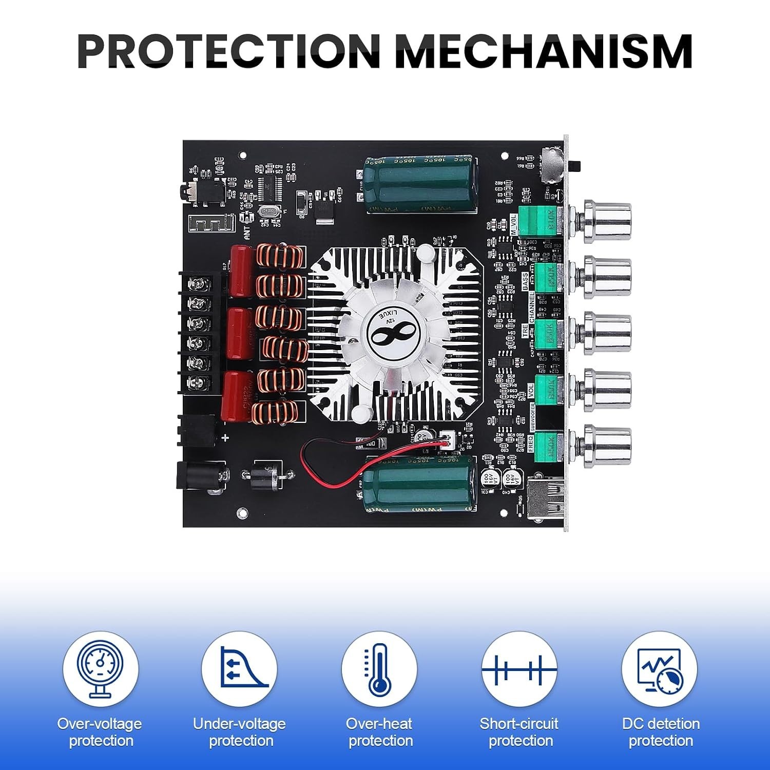 ZK-HT21 Bluetooth Amplifier Board 160W×2+220W Subwoofer 2.1 Channel Audio Amplif