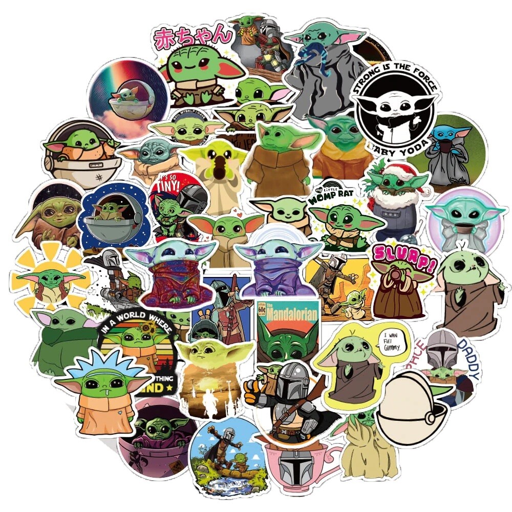 50 Pcs Baby Yoda Star Wars Mandalorian Vinyl Stickers for Laptop etc