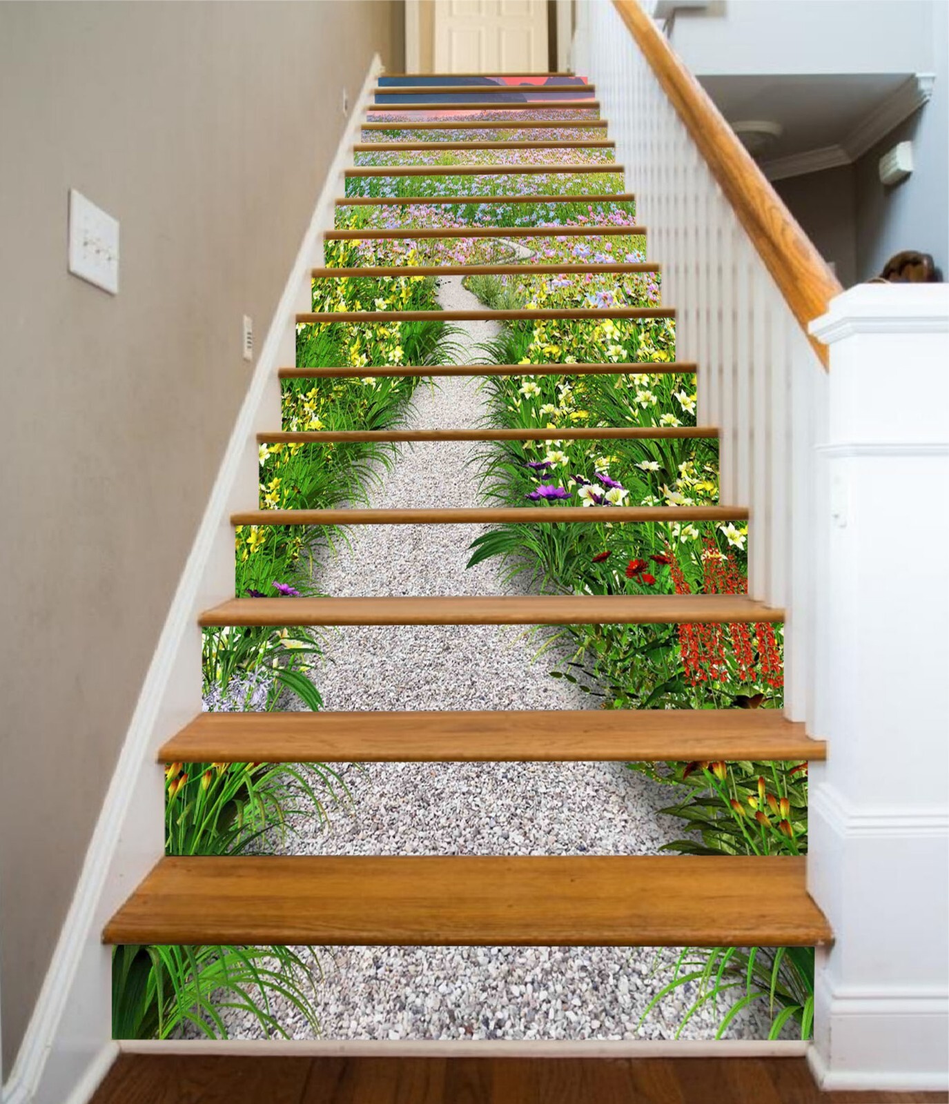 3D Garden Path AZ896 Stair Risers Decoration Mural Vinyl Wallpaper Kay