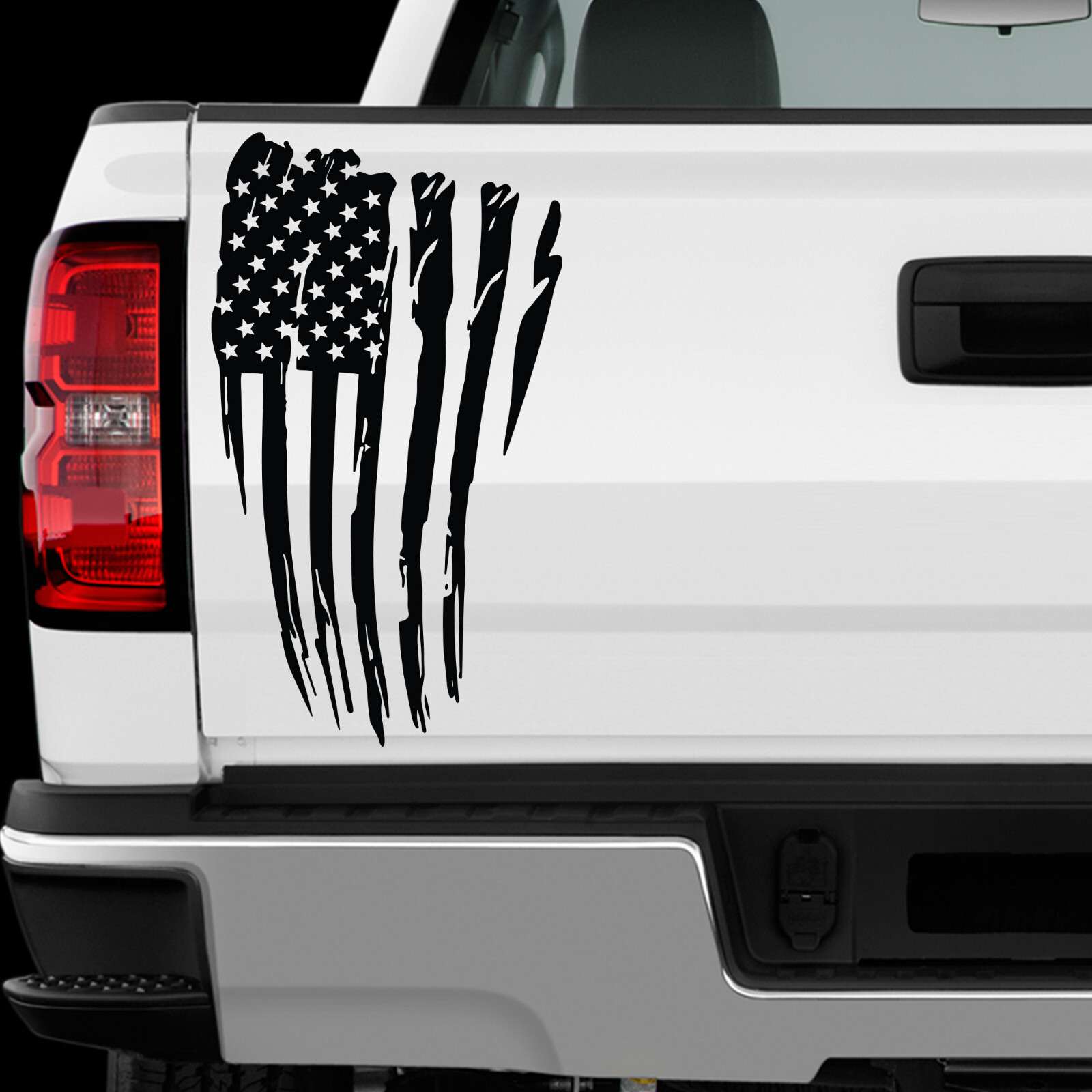 US American Flag Distressed sticker Allsize regular & Chrome Mirror Vinyl Colors
