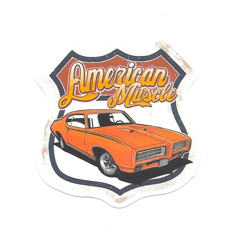American Muscle Orange Pontiac GTO Vinyl Sticker Decal Vintage Classic Car