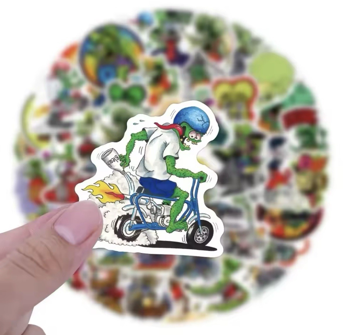 Green Rat Hot Rod Style Stickers 50pk Fun Green Rat Motorcycle Fink Stickers Fun