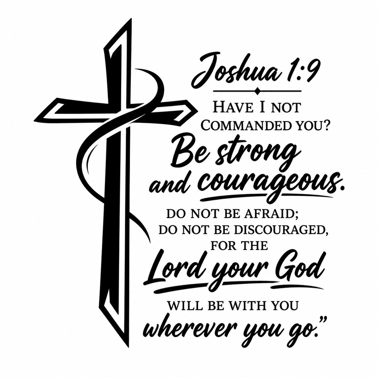 Christian Cross Vinyl Decal Sticker Joshua 1:9 Religious Jesus Faith