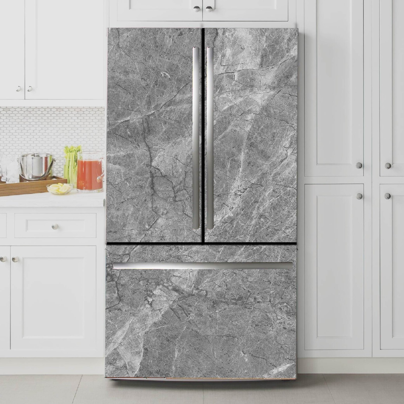 Marble Style Refrigerator Wrap Vinyl Peel & Stick Cover