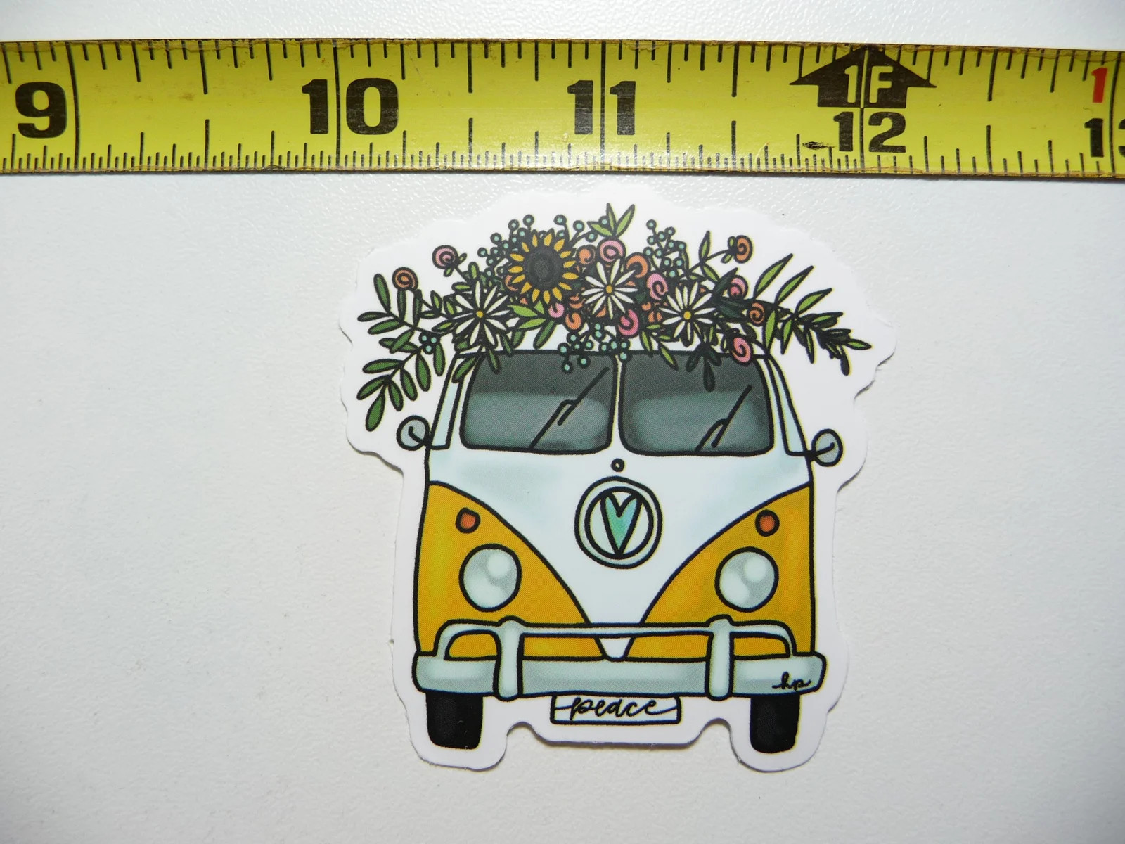 CAMPING TRAVEL VAN SMALL STICKER DECAL CROWN OF FLOWERS HIPPY HIPPIE