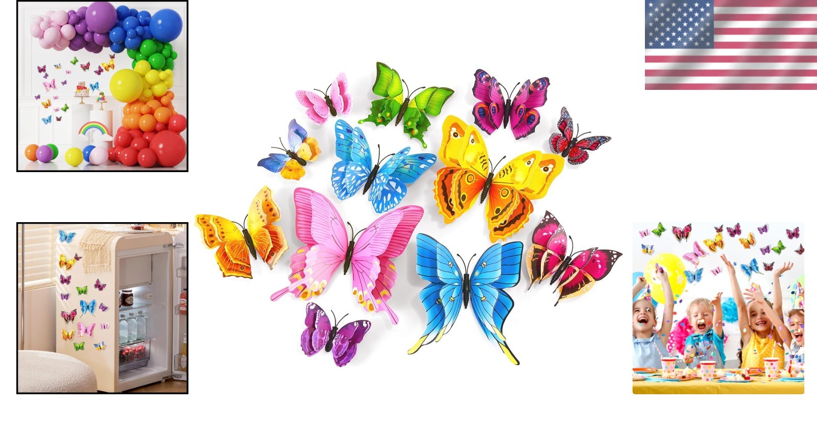 Metallic Texture Cardboard Butterfly Decals