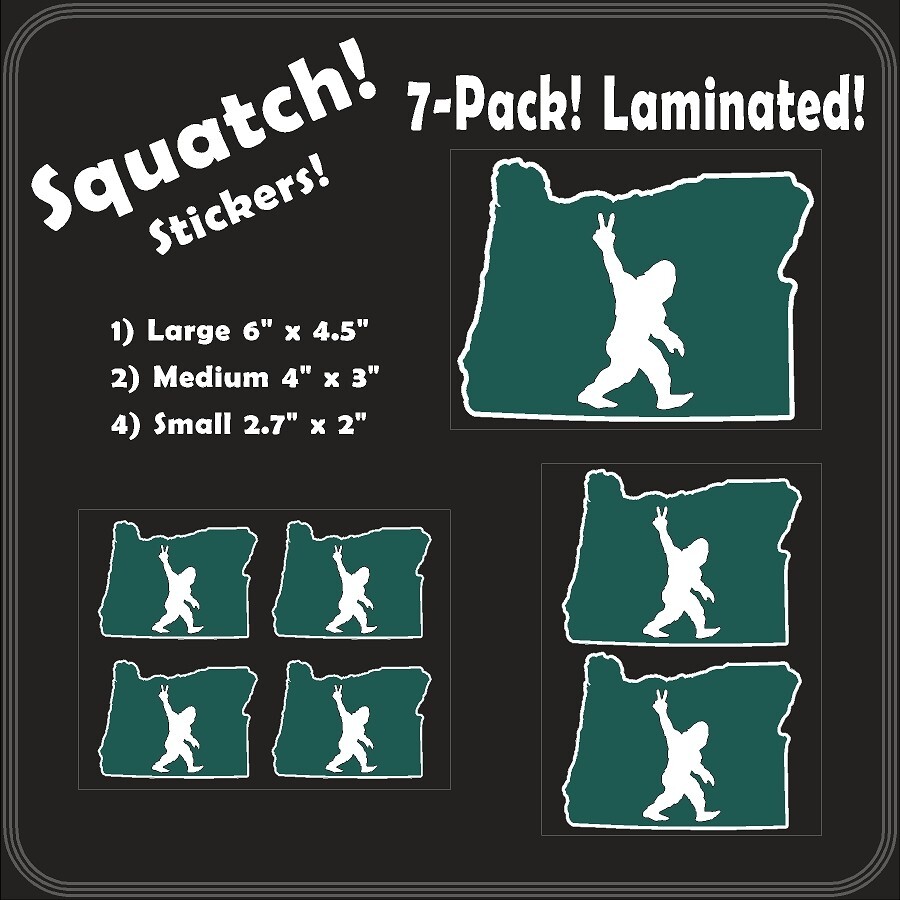Sasquatch aka Bigfoot or Yeti 7-PACK – High Quality Laminated Stickers Oregon