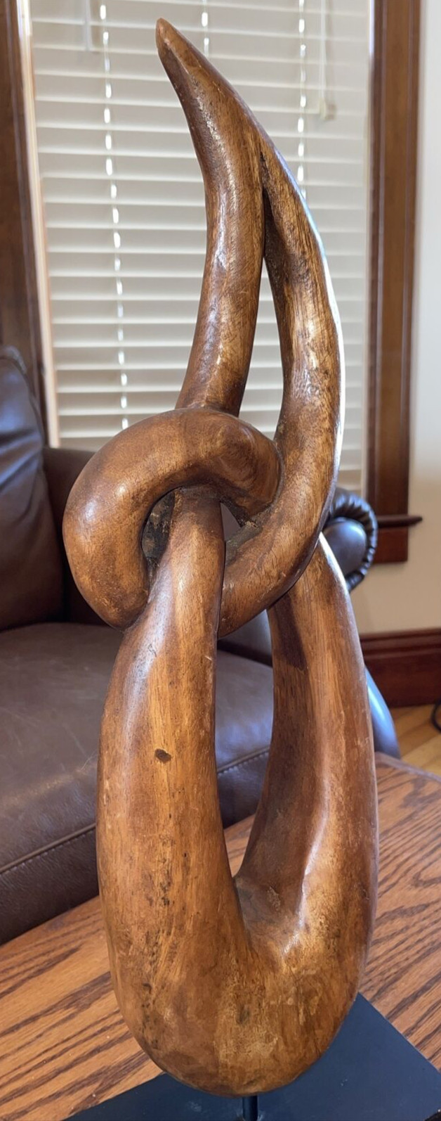 Wood Deco Sculpture with Black Base