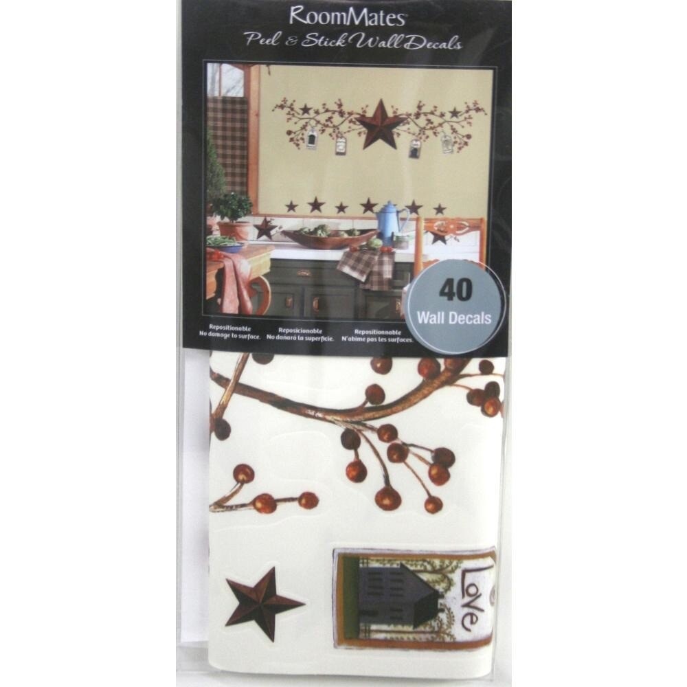 STARS & BERRIES WALL DECALS Country Kitchen Stickers Rustic Folk Primitive Decor