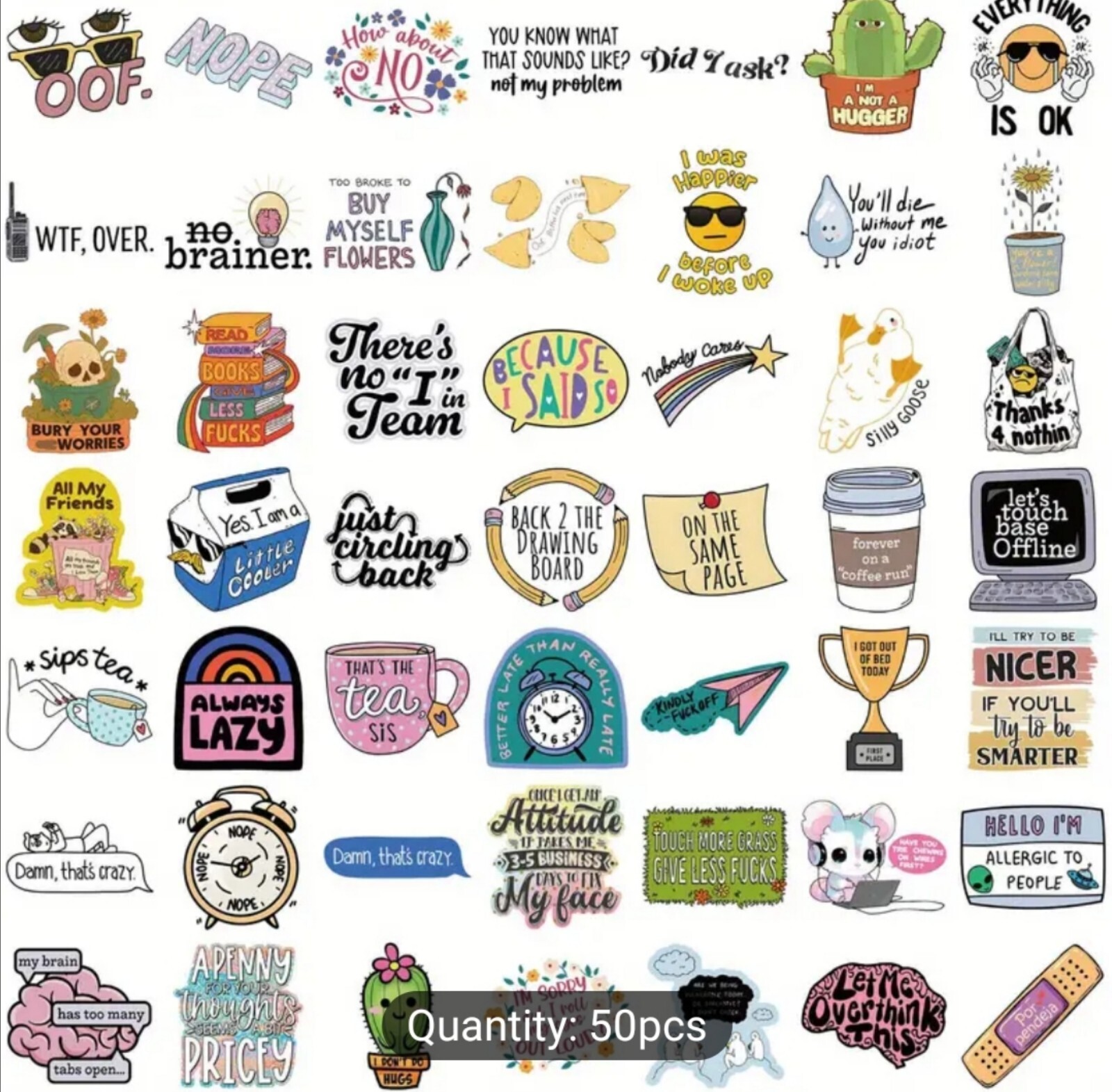 10 PCS Sarcastic Funny Sayings Quotes Stickers BRAND NEW