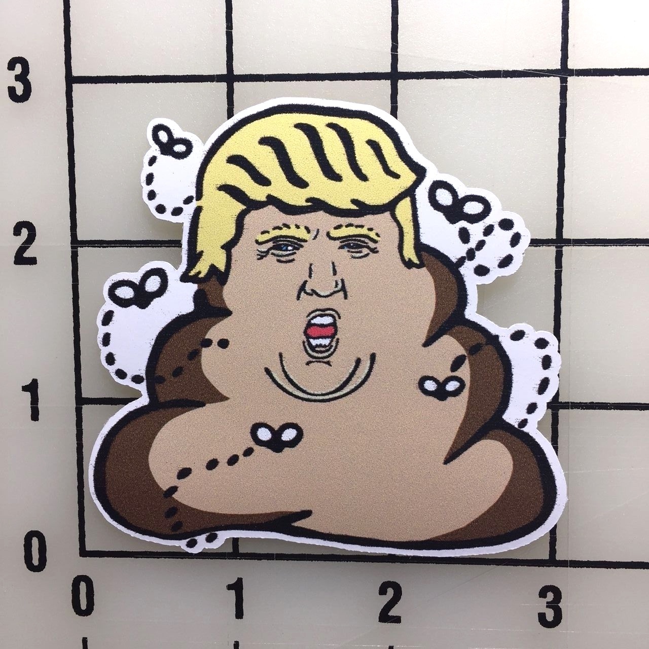 Donald Trump Poop Flys Emoji 3" Wide Color Vinyl Decal Sticker BOGO
