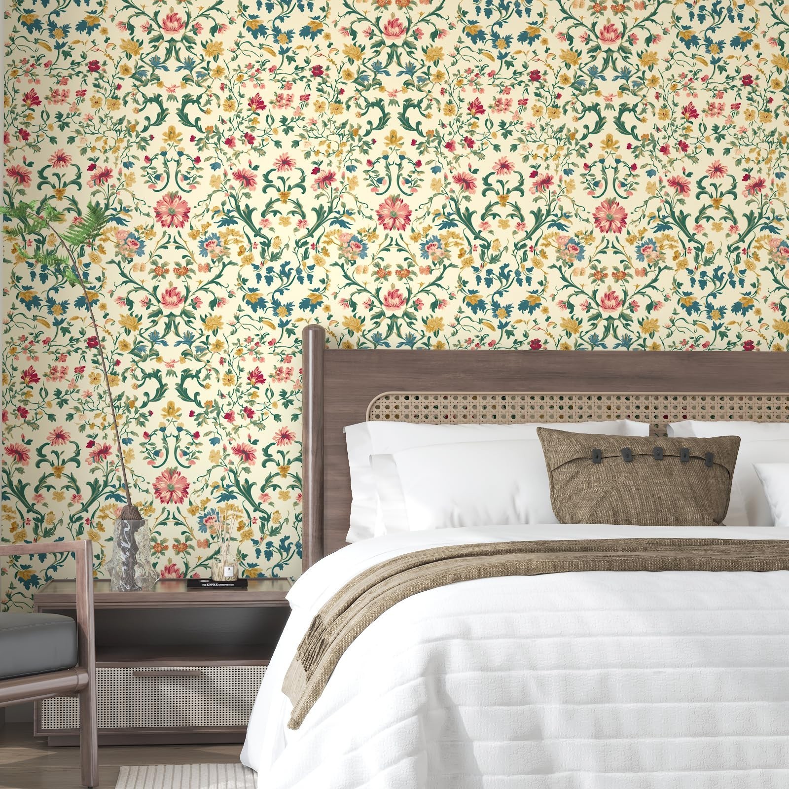 Vintage Floral Wallpaper Peel and Stick, Boho Botanical Tapestry Pattern Self…