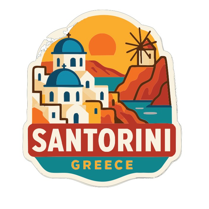 Santorini Greece Sticker Decal Vinyl Die-Cut City Skyline Landmark Design