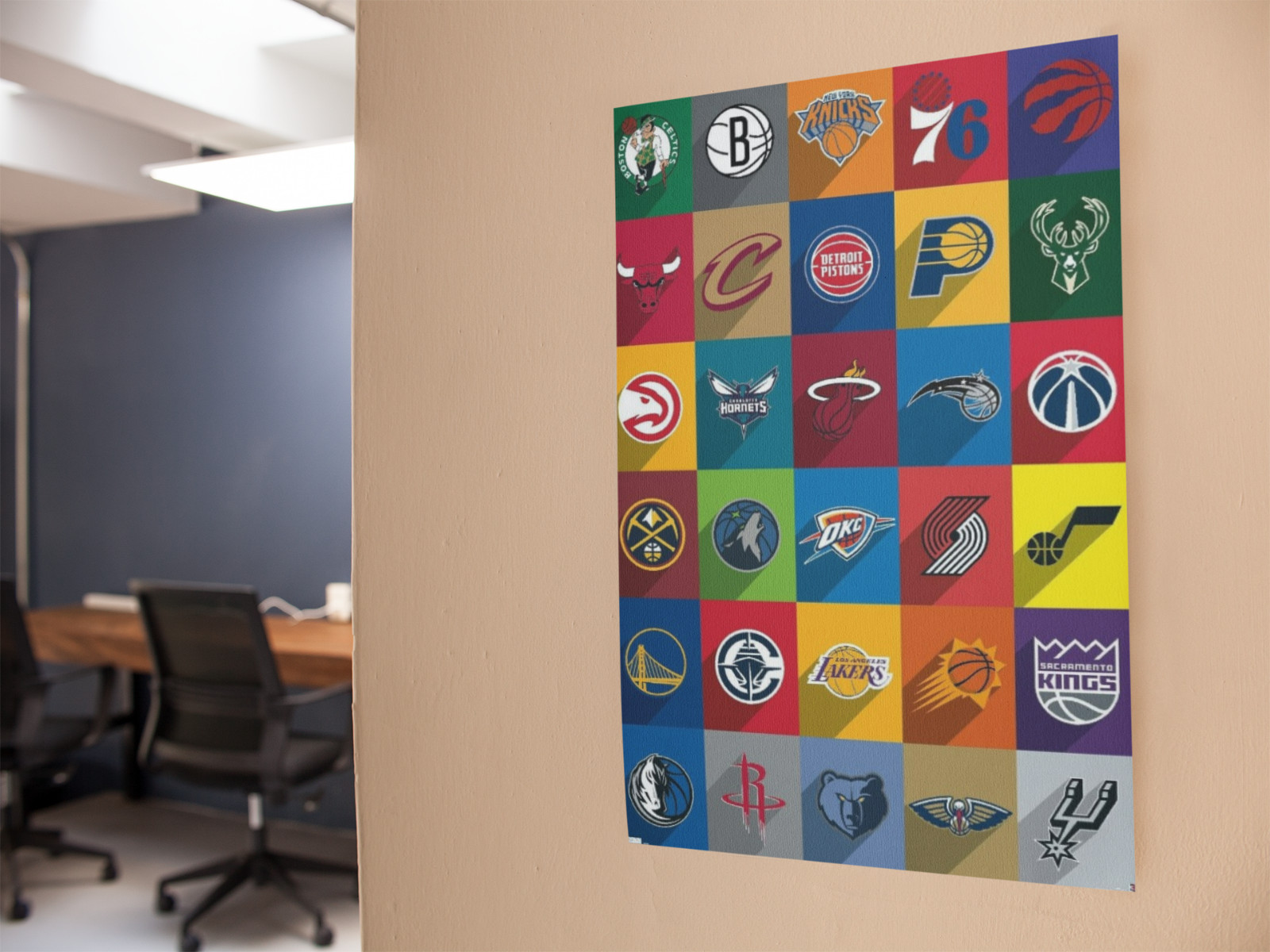 Basketball TEAMS Wall Vinyl Decal Poster PRINT Removable Adhesive